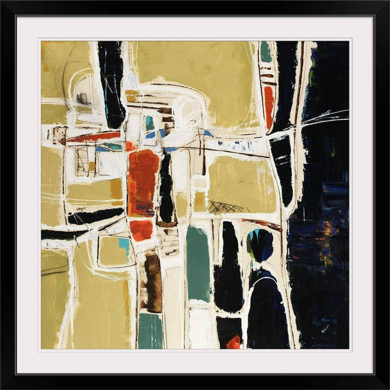 'mapquest De Sydney Edmunds Peinture Imprimer, 20" H x 20" lx 1" p, Noir encadré