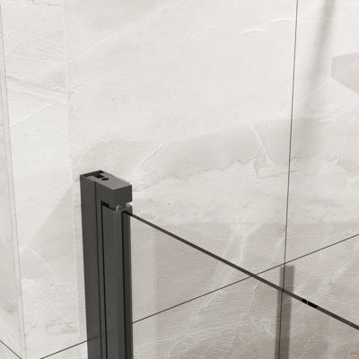36"x 72" Frameless Glass Shower Door Bifold 1/4 inch Tempered Clear Glass Pivot Swing Shower Panel in Black Finish, Foldable