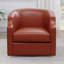 Fauteuil d'appoint Barrel - Fauteuil oscillant pivotant en cuir fleur caramel
