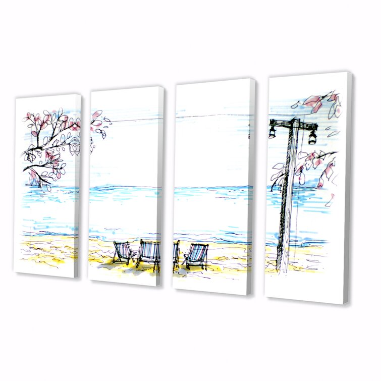 Rosecliff Heights Three Seats On The Beach By The Ocean On Canvas 4 ...