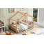 Lit plateforme simple avec tête de lit et pied de lit, conception de toit, naturel-118557525