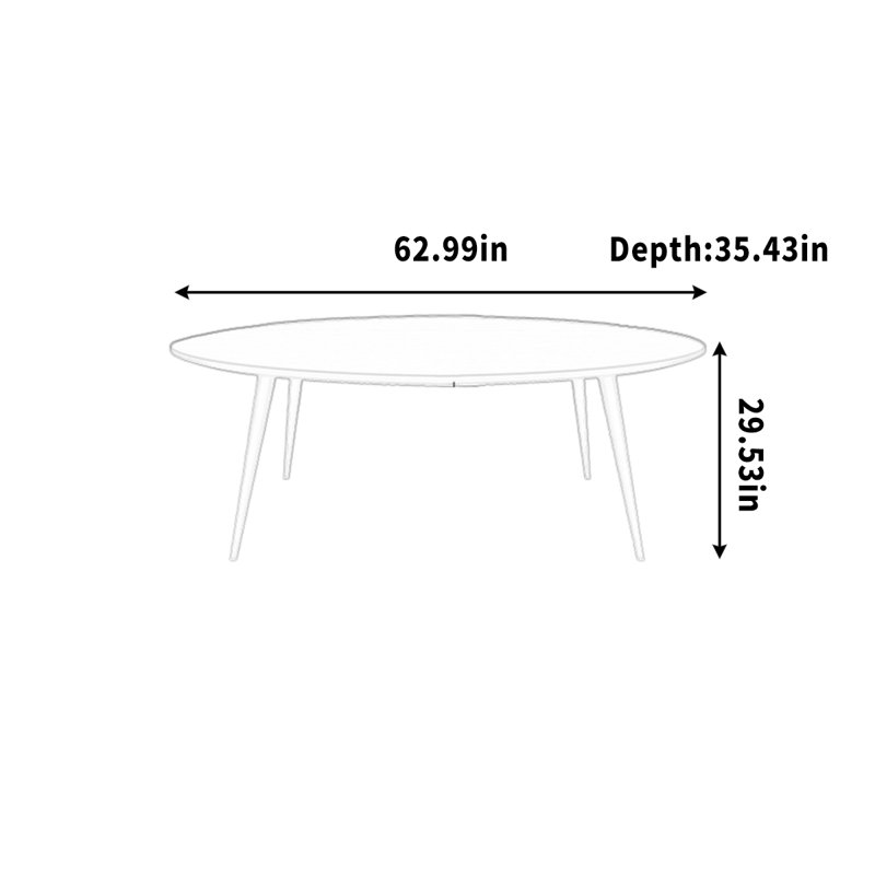 Bureau de conférence elliptique, réception blanche simple, H 29,53 po x l 62,99 po x P 35,43 po