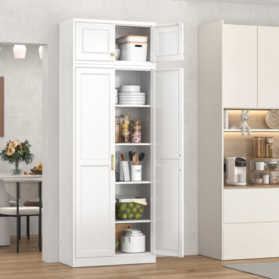 86" Tall Black Metal Kitchen Pantry Cabinet with Adjustable Shelves, Freestanding Storage Cabinet with Doors for Living Room, Dining Room & Garage, Assembly Required