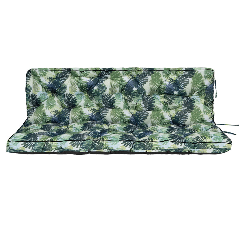 Porch Swing Cushions With Backrest, 4" Thicken Waterproof Outdoor Bench Cushion, Only Cushion, 63" W x 20" D, Palm