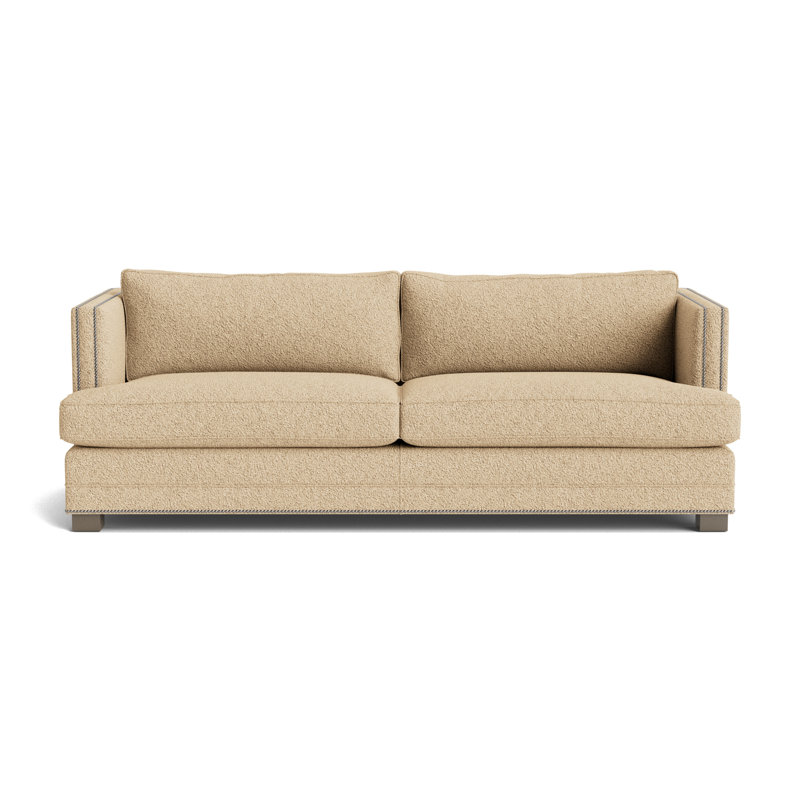 Keaton With Nails 84 Sofa, Brushed Nickel, Berber - Dune, Driftwood