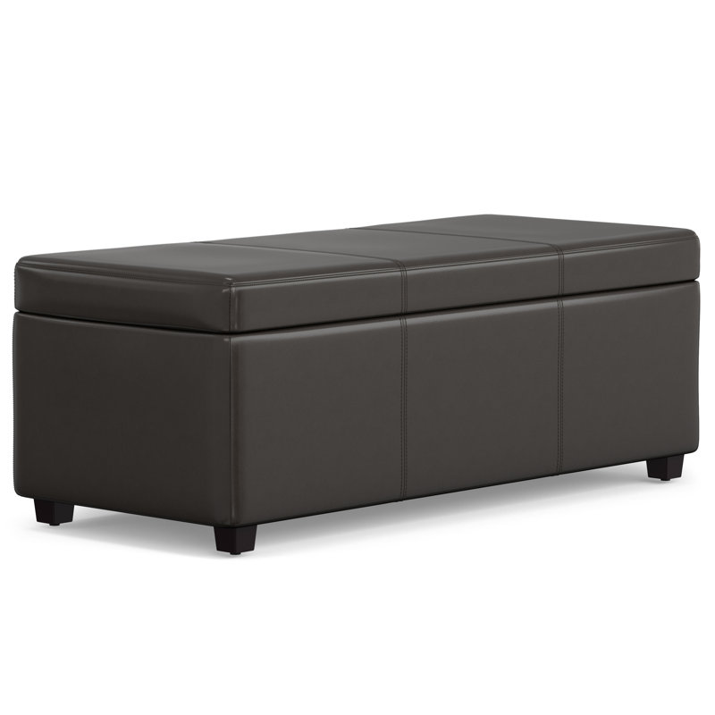 Tanners Brown Faux Leather Lift Top Storage Ottoman