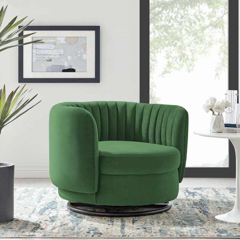 Chaise pivotante en velours Charles Emerald, Velours émeraude