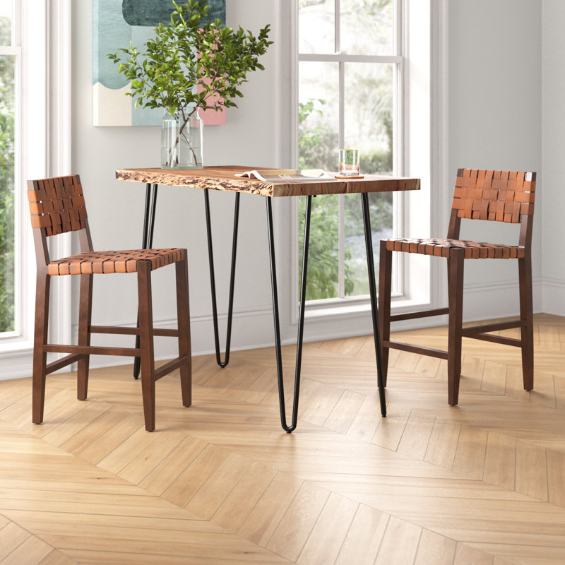 Table de salle à manger à hauteur de comptoir en bois d'acacia Cartan, Marron clair