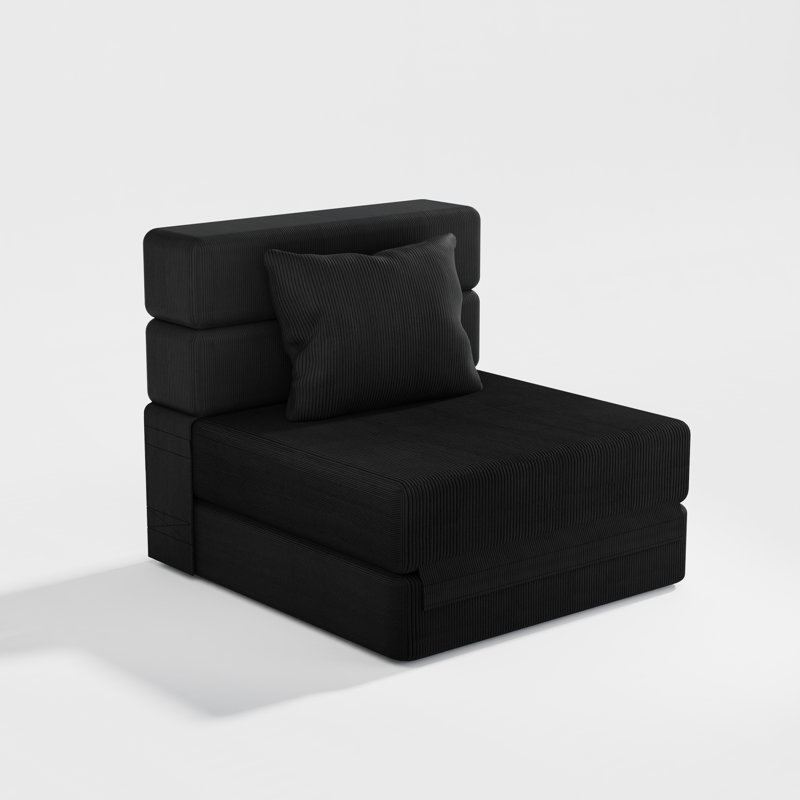 Canapé convertible en velours côtelé Boneless, Noir, noir, noir, noir