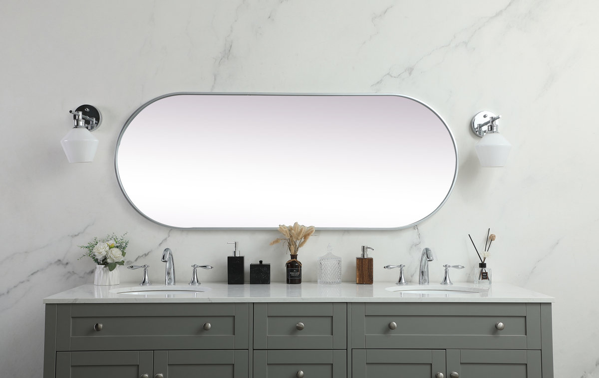 Elington Metal Oval Mirror, 60"  x 24" , Silver