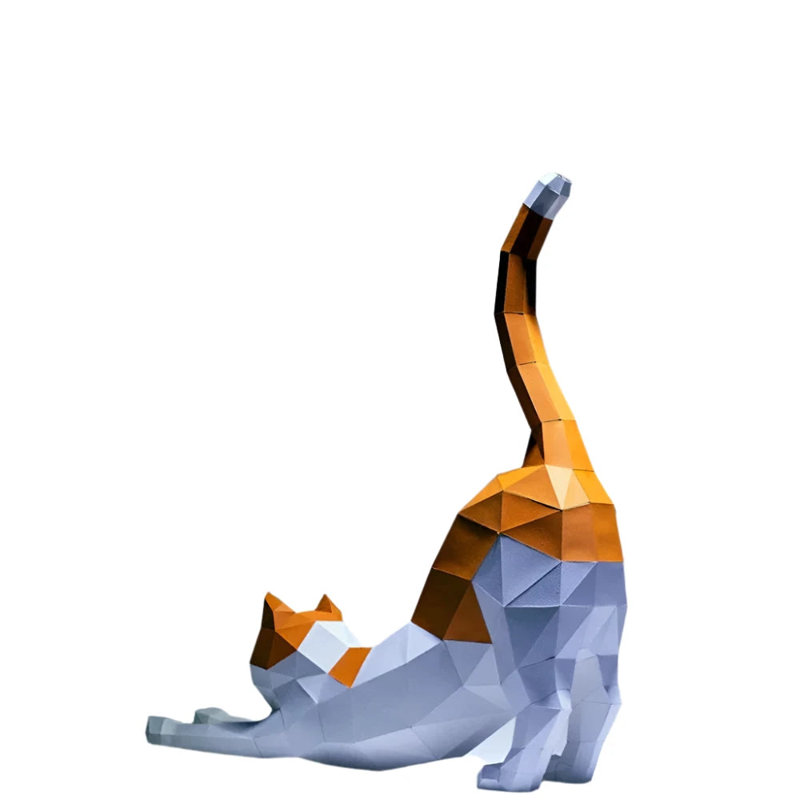 DIY Origami Stretched Cat Paper Model