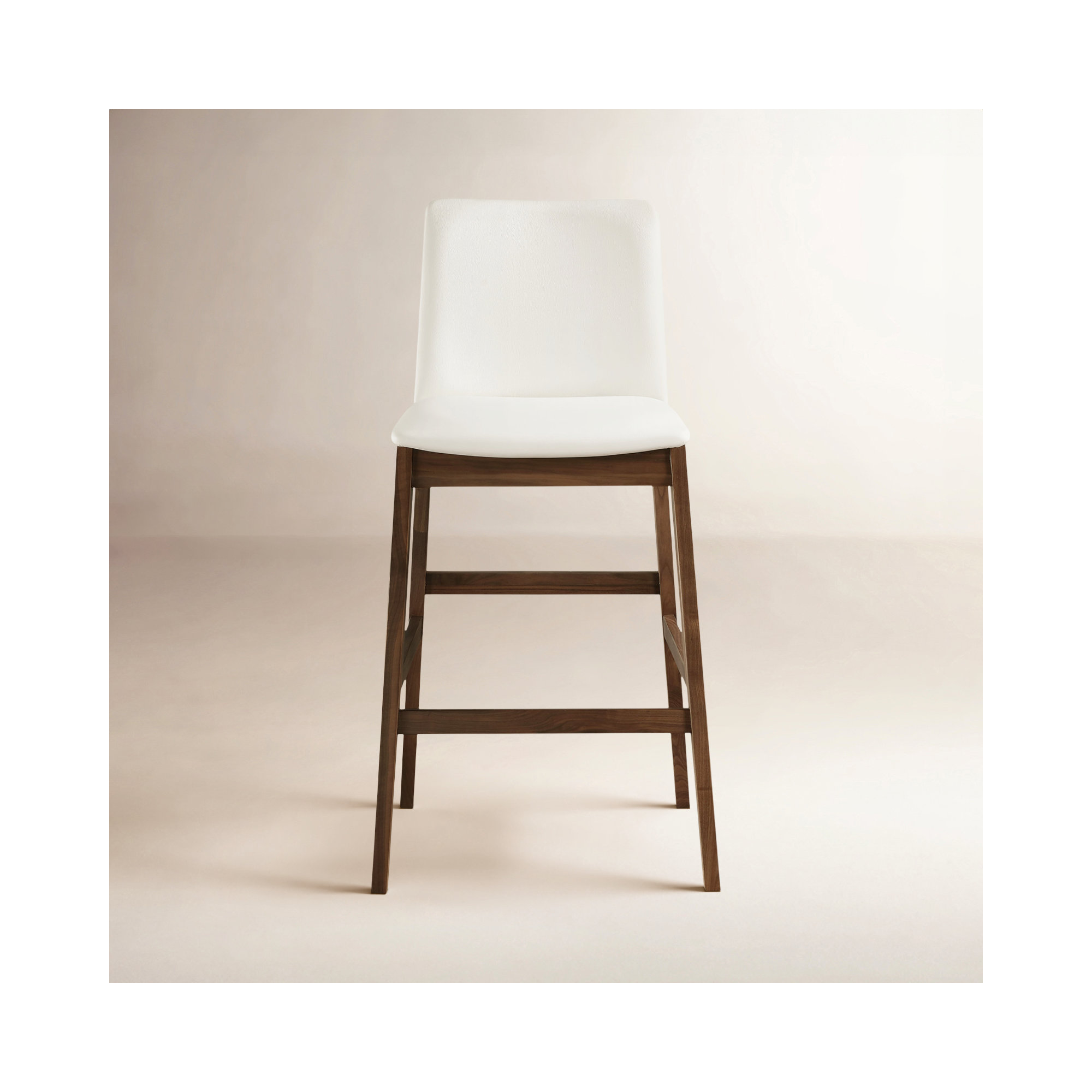 Anrey Counter Stool White PVC, Bar Stool (30” Seat Height), Walnut