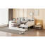 Lit de jour pleine grandeur avec 3 tiroirs - Structure en pin blanc pour une atmosphère de chambre à coucher relaxante, avec ports de chargement blancs, tiroirs et bureau-1230038610-1230038611