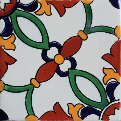 4,2 po x 4,2 po 9 pièces TalaMex treillis d'argile mexicain fait à la main dosseret mosaïque Talavera