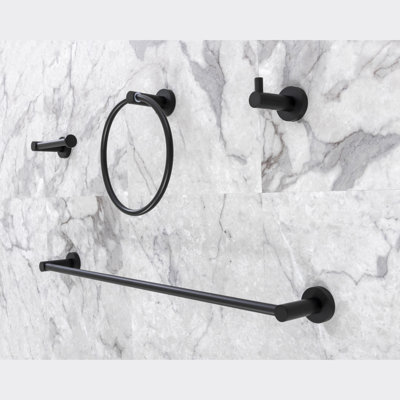 Italia Florence 4 Piece Wall Mounted Bathroom Hardware Set with 18" Towel Bar