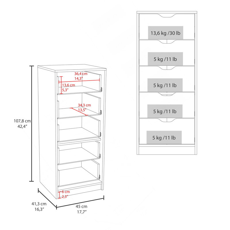 Commode 5 tiroirs pour chambre de bébé et chambre de bébé - Rangement moderne peu encombrant, chêne naturel