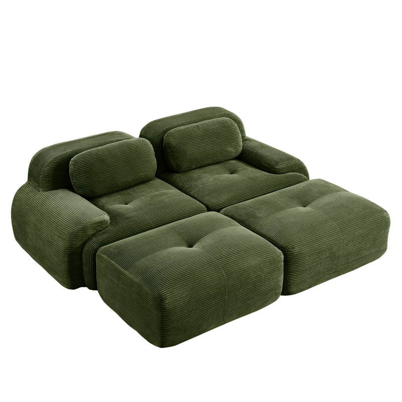 Velours côtelé modulaire 2 avec une conception ergonomique, une base coulissante et une éponge à rebond rapide en olive sans assemblage, fonction lisse