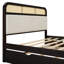 Grand lit plateforme en bois avec lit gigogne et 2 tiroirs, espresso