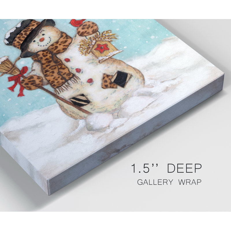 Bonhomme de neige - impression sur toile tendue, H 16 po x l 16 po x P 1 po