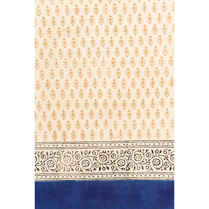 Rideau obscurcissant 100% coton Belview Bagru Buti, Bleu royal, brun clair