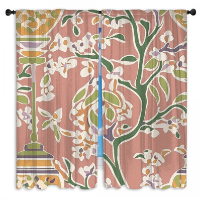 Floral Window Curtains Pattern Sheer  Room Darkening  2 Panels