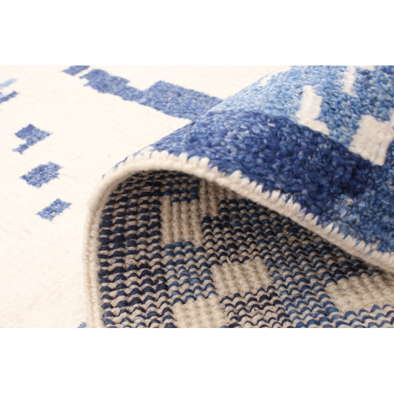 Tapis oriental bleu / ivoire noué à la main Oriental