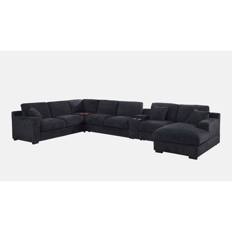 141.5'' Chenille Sofa, Dark Gray Chenille