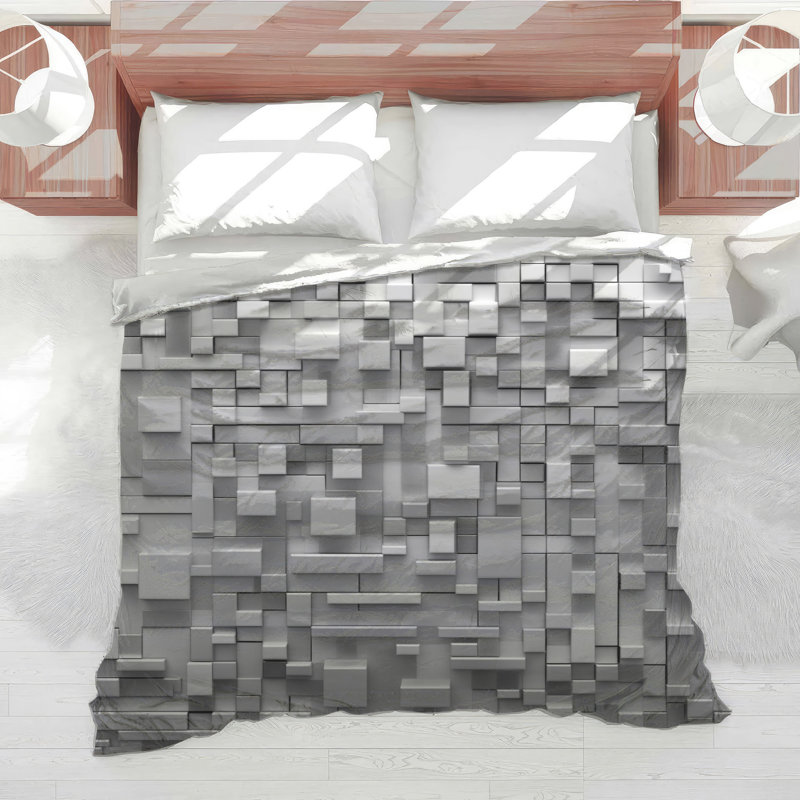 Édredon géométrique à blocs gris, Twin
