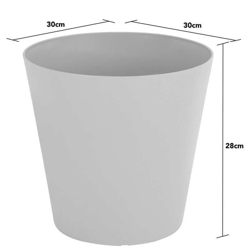 Wham Studio Round Planter Cover, 28cm H x 30cm W x 30cm D, Gray