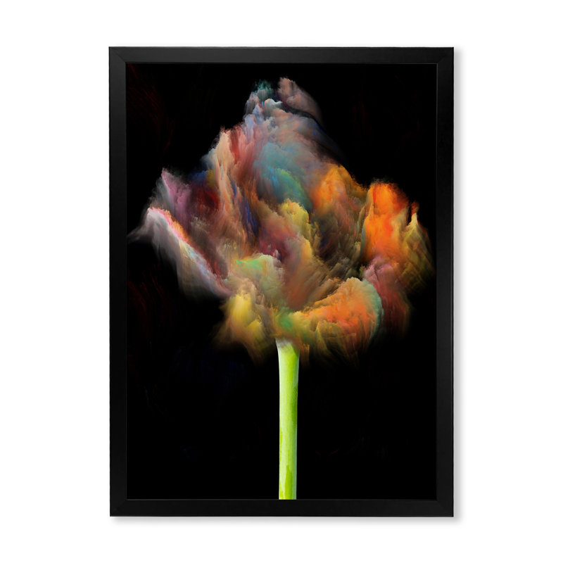 «Blooming Multicolor Fractal Flower», art mural moderne sur toile, Cadre noir, H 36 po x l 24 po x P 1 po