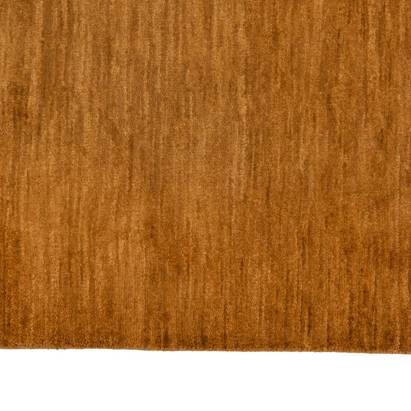 Camel Solid Wool Silk Blend Rug - 6' x 9'