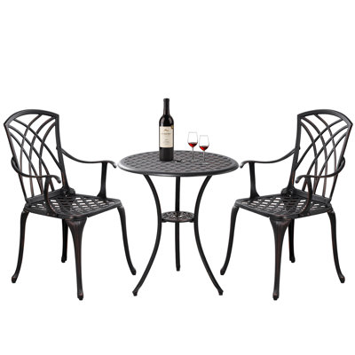 Cast Aluminum 3 Piece Bistro Patio Set for Garden