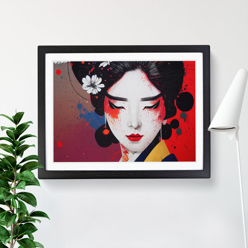 Geisha Splatter Vol.3 Abstract - Framed Print, Black Framed, 25cm H x 34cm W x 2cm D