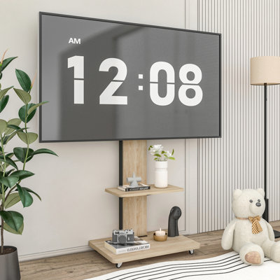 Meuble télé avec tablette pour le salon, la chambre à coucher, les bureaux, le chariot de télévision mobile pour 32 à 75 pouces, support de plancher avec roulettes verrouillables