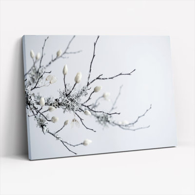 «Gallery Wrap», art mural sur toile pour le salon, la chambre à coucher, le bureau ou le vestibule - décoration murale décorative avec branche d'hiver