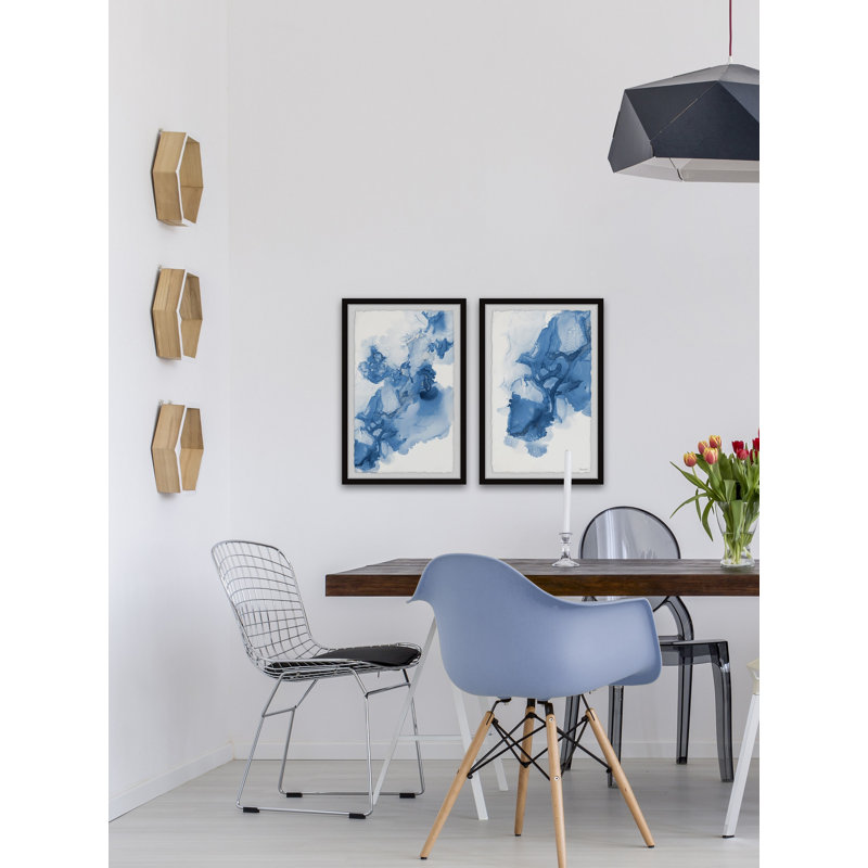 Blue Drips par Marmont Hill - Ensemble de 2 reproductions de cadres photo simples, 12" H x 8" W x 1.5" D