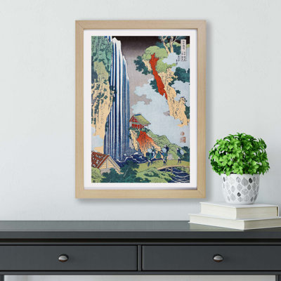 The Waterfall in Ono on the Kisokai Road by Katsushika Hokusai - Framed Print