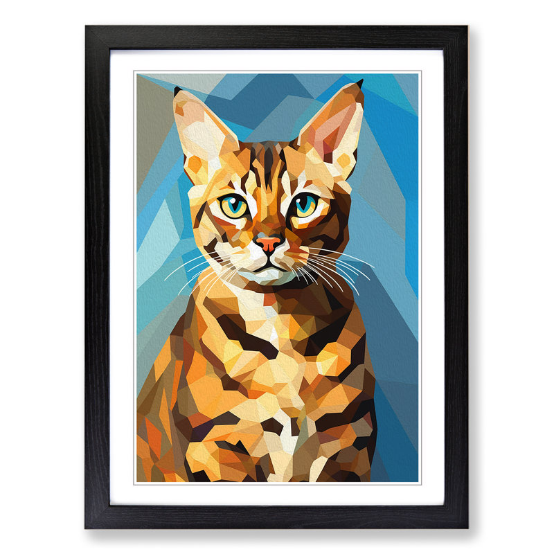 Bengal Cat Cubism - Framed Print, Black Framed, 64cm H x 46cm W x 2cm D