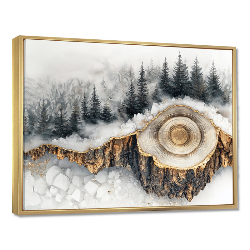 Giovany - Landscapes Wall Art, 30" H x 40" W, Cadre flottant, Gold