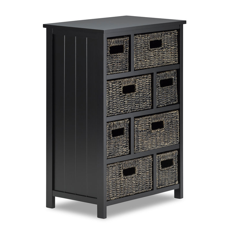 Erica Solid Wood 56cm W 8 - Drawer Chest of Drawers, Black / Whitewash