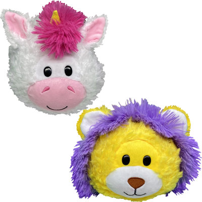 FlipaZoo Magic Tails Licorne blanche à lion jaune - peluche 2 en 1 avec bébé 5 "en prime, range les articles à l'intérieur, se retourne pour révéler un deuxième personnage, enfants