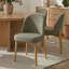 Ensemble de salle à manger moderne 7 pièces 60 pouces avec placage en chêne et 6 chaises en lin-902449128