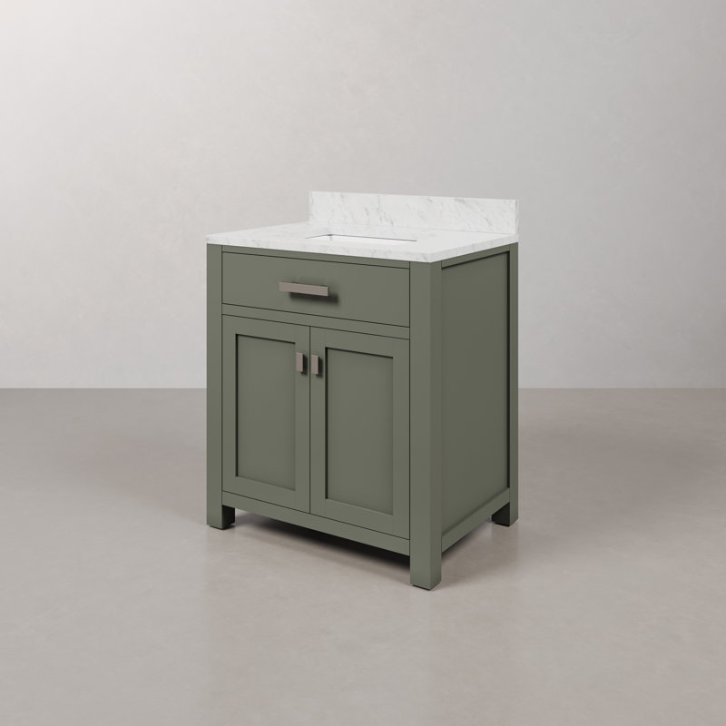 Minnetrista Single Bathroom Vanity with Marble Top, Glacial Green