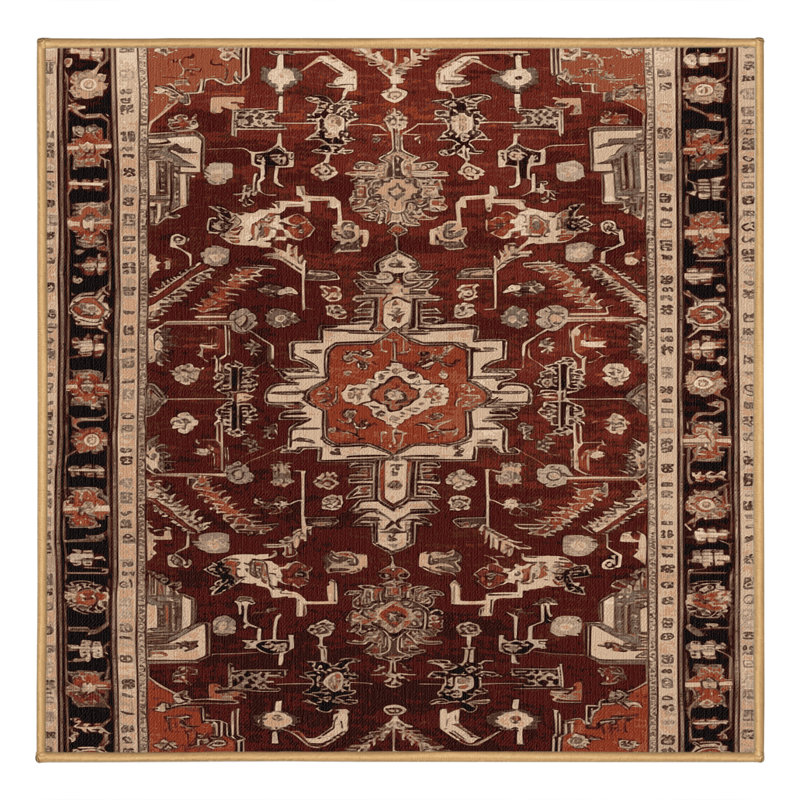 Machine Washable Turkish Brown Area Rug, Square 4'