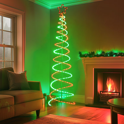 Green and Red Christmas LED Spiral Tree Lamp