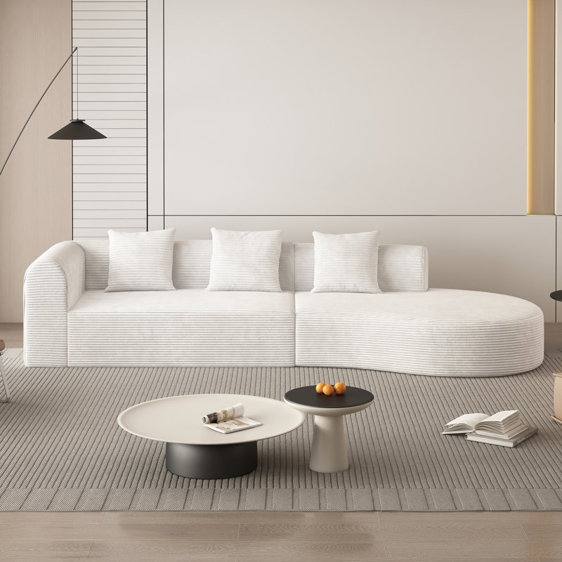 Lochlan 123-Inch Extra-Large Deep Modular Sofa, White Velvet