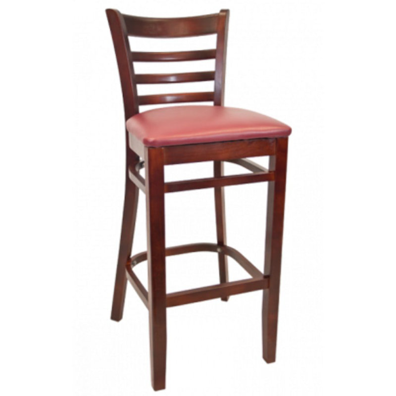 29" Solid Beechwood Bar Stool, Burgundy, Dark Mahogany