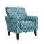 Fauteuil d'appoint avec treillis turquoise et pieds en bois massif brun foncé
