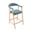 Tabouret de bar contemporain rembourré avec pieds en bois et dossier incurvé-918570855