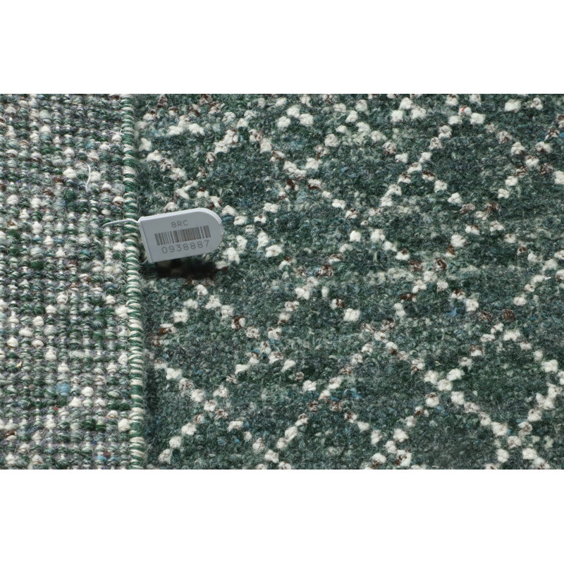 Hand-Knotted High-Quality Green and Beige Area Rug, Runner 2'7" x 11'11"